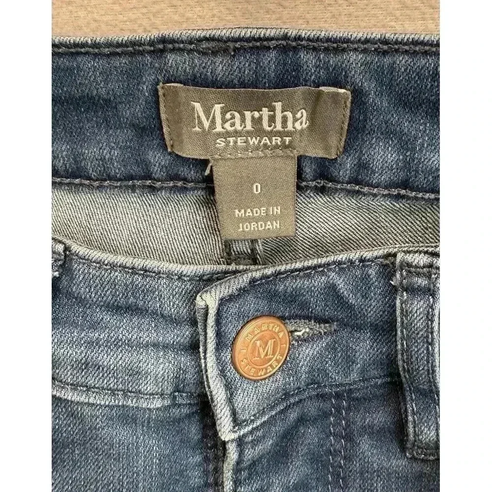 Martha‎ Stewart Jeans Women's Sz 0 Blue Peacock Embroidered High Rise Skinny